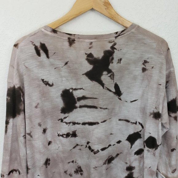Vince Women's Crew Brown & Tan Tie Dye Splatter Pocket Folded Oversize Shirt S - Picture 13 of 16